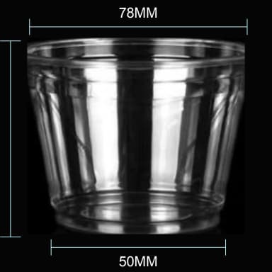 5.5 oz clear PET cold cup dimension image with 78 mm rim and 78*50*55mm