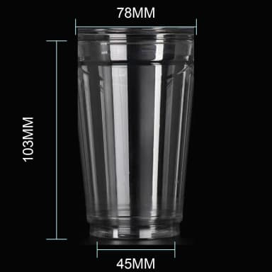 9 oz clear PET cold cup dimension image with 78 mm rim and 78*45*103mm
