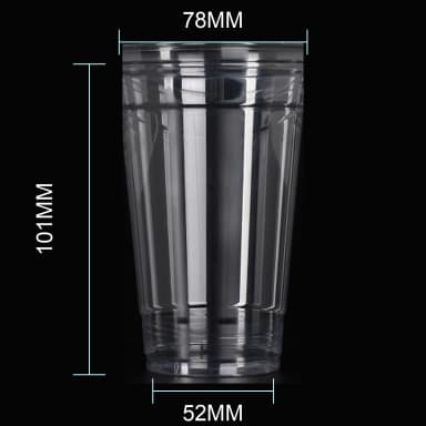 10 oz clear PET cold cup dimension image with 78 mm rim and 78*52*101mm