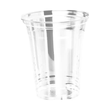 12 oz clear PET cold cup on white background