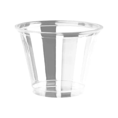 9 oz clear PET cold cup on white background