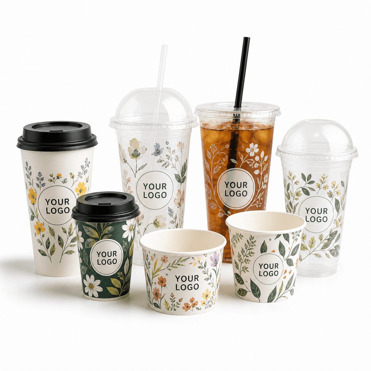 Custom printed cups for branded beverage packaging programs