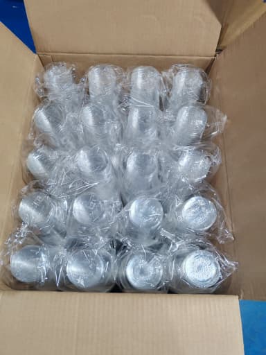 Packed clear PET cold cups inside shipping carton