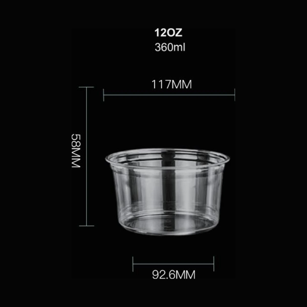[500 ct] 12 oz Clear Plastic Cold Cups | PET | 117 mm