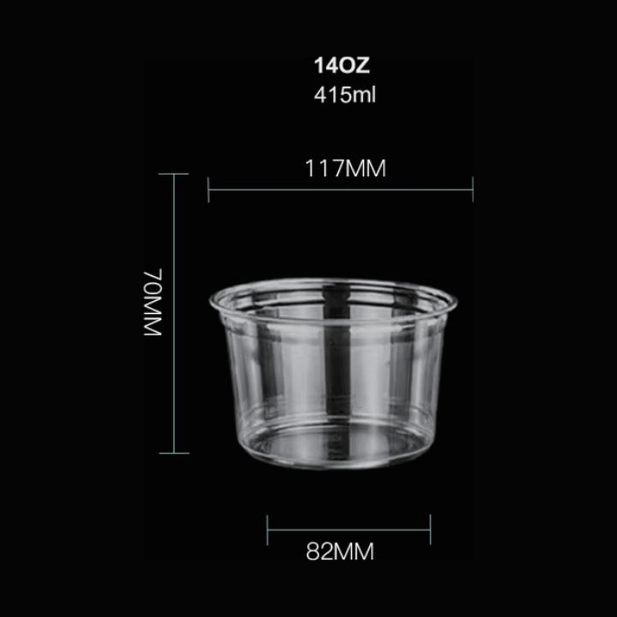 [500 ct] 14 oz Clear Plastic Cold Cups | PET | 117 mm